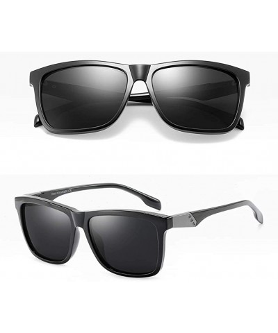 Square Square Sunglasses Polarized Men TR90 Sun Glasses For Men TAC UV400 - Black - CI18M3SZCAS $8.98