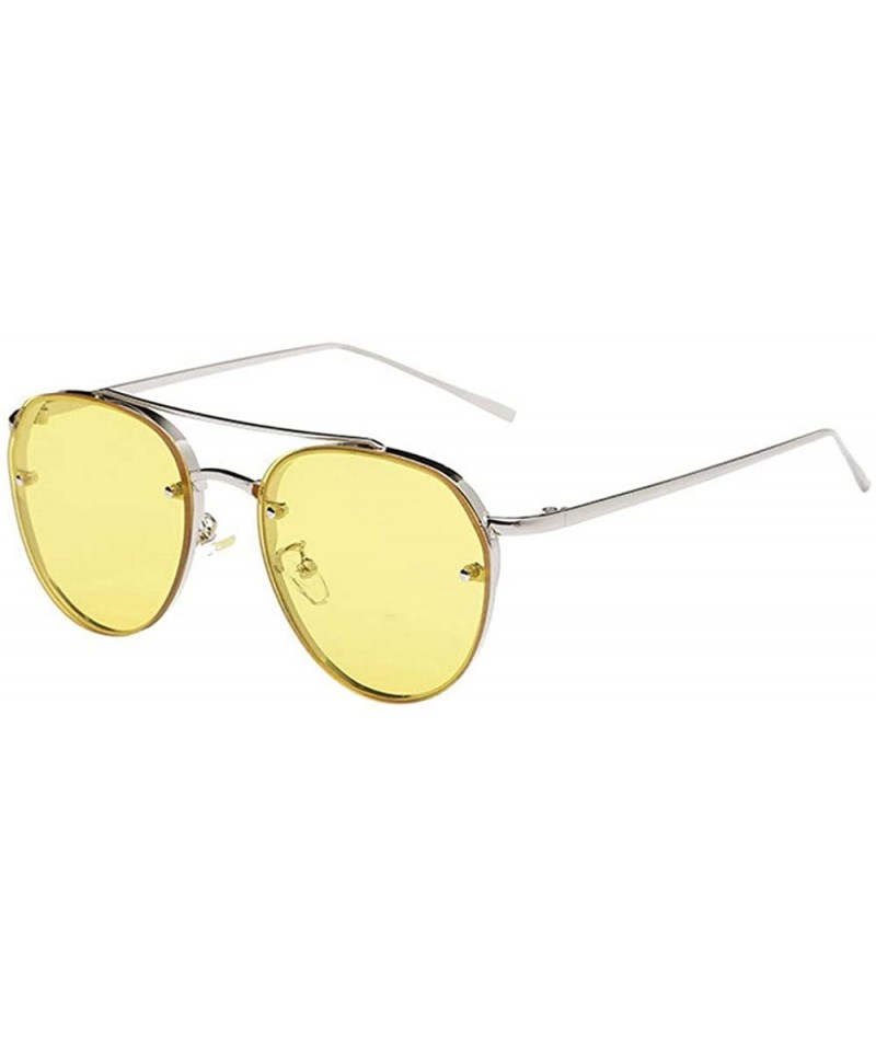 Semi-rimless Fashion Circular Sunglasses Street Fashion Metal Frame Women Sunglasses - F - CN18S5ZX64A $10.13