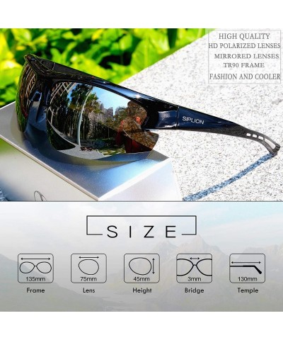 Round Men's Polarized Sunglasses Sports Glasses for Cycling Fishing Golf TR90 Superlight Frame - CH185N58C42 $43.15