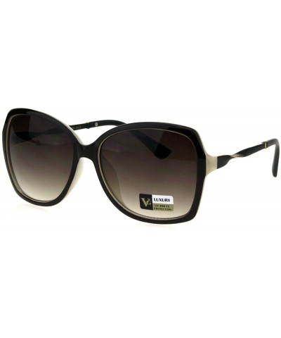 Butterfly Womens Mod Plastic Butterfly Luxury Designer Sunglasses - Brown White Brown - C018GZYZREH $14.64