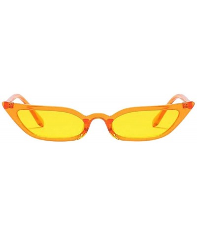 Goggle Women Retro Vintage Cat Eye Sunglasses Small Frame UV400 Eyewear Slim Sun Glasses - Yellow - C818UMK7MIA $7.56