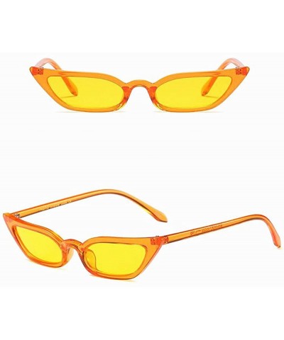 Goggle Women Retro Vintage Cat Eye Sunglasses Small Frame UV400 Eyewear Slim Sun Glasses - Yellow - C818UMK7MIA $7.56