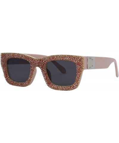 Round Handicrafts Sunglasses Brand Designer Square Women Luxury Measly Retro Men Eyeware Uv400 - Pink - CB198ZNZ3RM $29.35