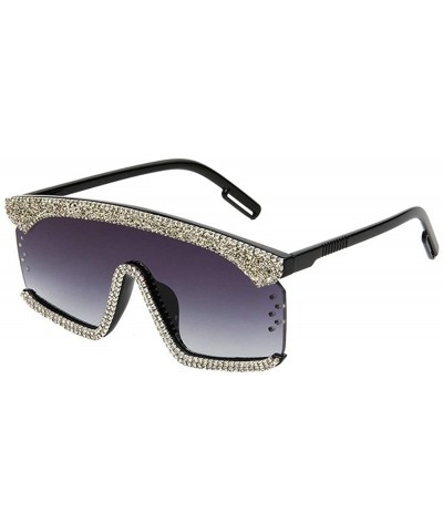 Square New Ladies One-piece sunglasses shiny gravel men goggles colorful sunglasses - Grey - C118WQNH6E4 $16.28