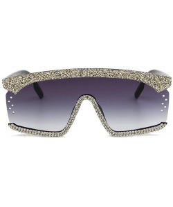 Square New Ladies One-piece sunglasses shiny gravel men goggles colorful sunglasses - Grey - C118WQNH6E4 $16.28