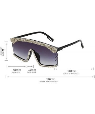 Square New Ladies One-piece sunglasses shiny gravel men goggles colorful sunglasses - Grey - C118WQNH6E4 $16.28