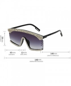Square New Ladies One-piece sunglasses shiny gravel men goggles colorful sunglasses - Grey - C118WQNH6E4 $29.38
