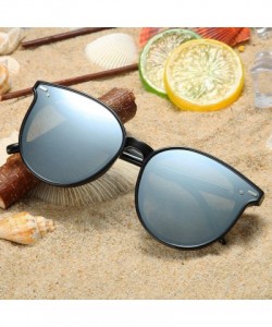 Round Classic Round Polarized Sunglasses For Women Retro Vintage UV Protection - Black Frame/Silver Mirrored Lens - C0197EXMZ...