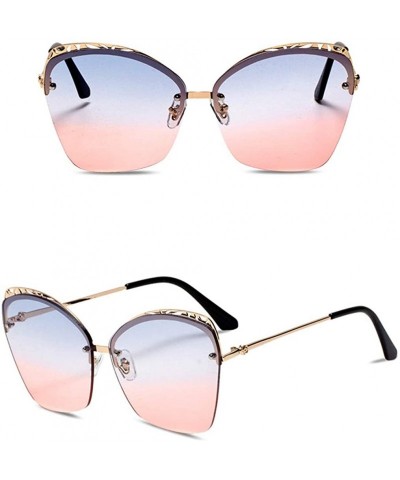 Oversized Sunglasses for Women Oversized UV400 Protection Travel Driving Sunglasses Butterfly Frame Metal Rimless - CV18WQ5NC...
