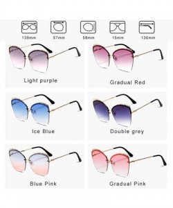 Oversized Sunglasses for Women Oversized UV400 Protection Travel Driving Sunglasses Butterfly Frame Metal Rimless - CV18WQ5NC...