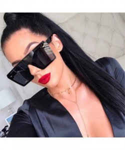 Oversized Flat Top Oversize Square Sunglasses Women Retro Gradient Sun Glasses Men Big Frame Vintage Eyewear UV400 - C31985H6...