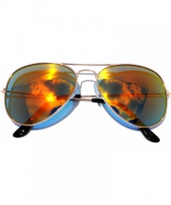 Aviator Classic Aviator Full Mirror Lens Sunglasses Metal Frame Gold Color Men Women - Red - CI11ME3E1LH $6.98