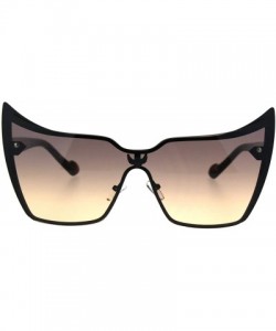 Rimless Bat Mask Shield Winged Cat Eye Gradient Lens Metal Rimless Sunglasses - Gunmetal Black Orange - CY186ERWG78 $9.61