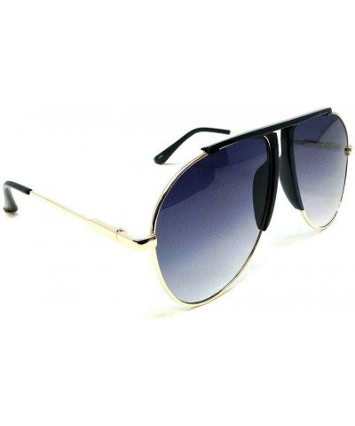 Aviator Vegas Outdoorsman Oversized Turbo Aviator Sunglasses - Gold Metallic & Black Frame - C018STGDO38 $16.66