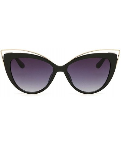 Cat Eye Black Glasses Fashion Cat Eyes Sunglasses Women Luxury Vintage Sun Glasses Female Full Frame Style Glasses - CS198U7U...