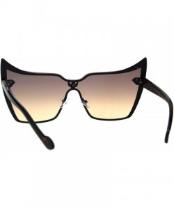 Rimless Bat Mask Shield Winged Cat Eye Gradient Lens Metal Rimless Sunglasses - Gunmetal Black Orange - CY186ERWG78 $9.61