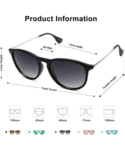Round Polarized Sunglasses for Women Men Round Classic Vintage Style SJ2091 - C3 Black Frame/Gradient Grey Lens - CB193Y306ZY...