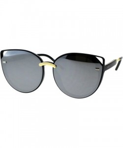 Round Designer Fashion Womens Sunglasses Round Cateye Frame UV 400 - Black (Silver Mirror) - CR18GD3ZLNC $23.32