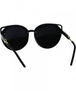 Round Designer Fashion Womens Sunglasses Round Cateye Frame UV 400 - Black (Silver Mirror) - CR18GD3ZLNC $23.32