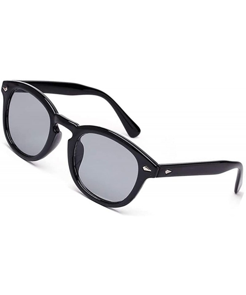 Round Vintage Sunglasses Aviator Colorful Transparent - Black M - CS18C5S0XXS $14.71