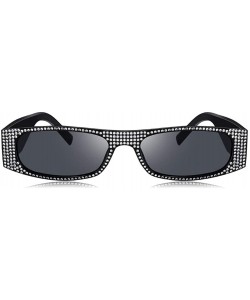 Square Full Diamond Square Sunglasses for Women Small Frame UV400 - C9 Brown Brown - C4198G6RYKK $7.94