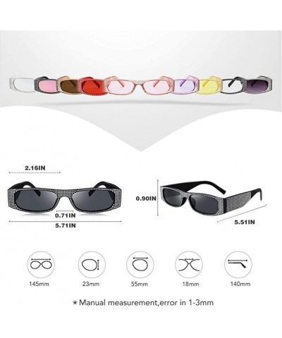 Square Full Diamond Square Sunglasses for Women Small Frame UV400 - C9 Brown Brown - C4198G6RYKK $7.94