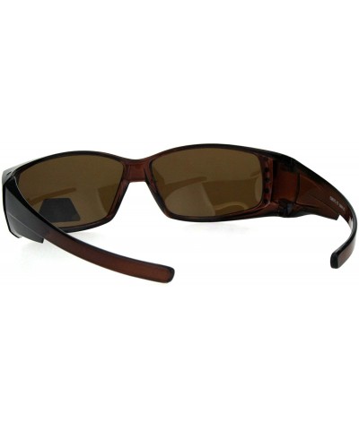 Oval Womens Rhinestone Jewel Polarized Lens 60mm Fit Over Rectangular Sunglasses - Brown - CT11QLSGV5P $15.36