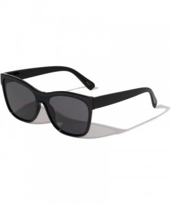 Round Cleveland Classic One Piece Round Square Sunglasses - Black - CP1972KC0Z6 $27.22