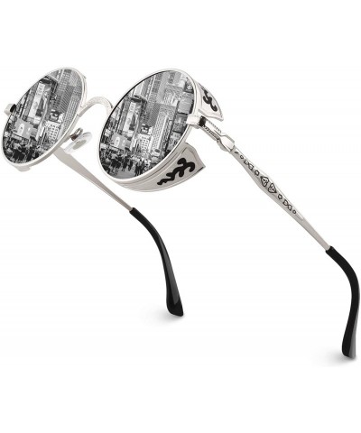 Oval Retro Round Circle Steampunk Sunglasses Polarized Metal Alloy for Women Men MTS2 - CR17YK2OX7S $30.13
