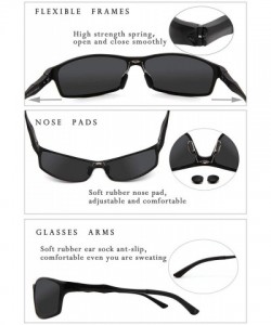 Sport Sports Polarized Sunglasses for men Outdoor golf fishing Driving Sunglasses Ultra Light - Black Frame Gray Lens - CU18H...