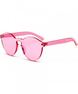 Oversized Fashion Rimless One Piece Clear Lens Color Candy Sunglasses - Pink - CM182Y7NZOM $22.56