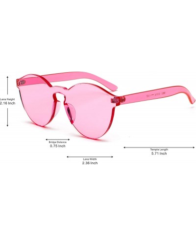 Oversized Fashion Rimless One Piece Clear Lens Color Candy Sunglasses - Pink - CM182Y7NZOM $7.95