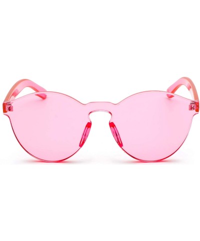 Oversized Fashion Rimless One Piece Clear Lens Color Candy Sunglasses - Pink - CM182Y7NZOM $7.95