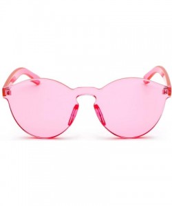 Oversized Fashion Rimless One Piece Clear Lens Color Candy Sunglasses - Pink - CM182Y7NZOM $22.56