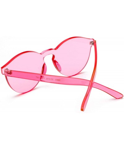 Oversized Fashion Rimless One Piece Clear Lens Color Candy Sunglasses - Pink - CM182Y7NZOM $7.95