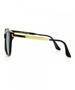 Wayfarer Womens Mirrored Mirror Lens Horn Rim Horned Metal Arm Sunglasses - Black Gold Smoke - CZ12FLPHWBP $12.97