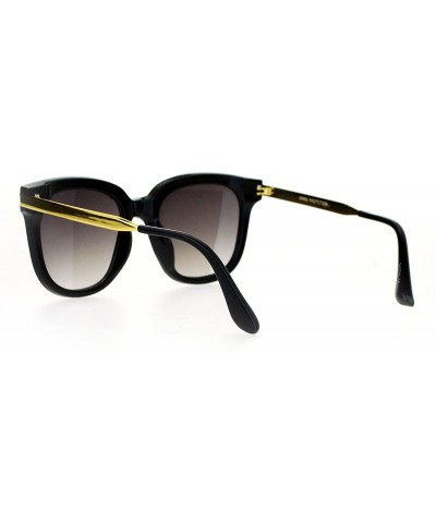 Wayfarer Womens Mirrored Mirror Lens Horn Rim Horned Metal Arm Sunglasses - Black Gold Smoke - CZ12FLPHWBP $12.97