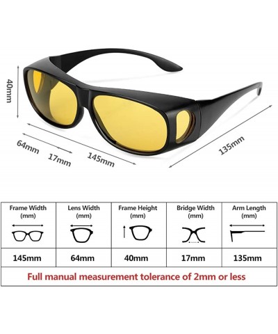 Goggle HD Night Driving Glasses Wrap Around Glasses Fit Over Polarized Night Vision Glasses - CF18AQ9GI5R $14.08
