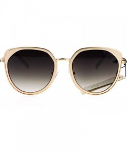 Cat Eye Womens Double Rim Retro Oversize Cat Eye Fashion Sunglasses - Gold Smoke - CP12NW69WHJ $14.67