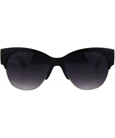 Butterfly Womens Bold Top Rim Sunglasses Designer Style Fashion Shades UV 400 - Black - CI18OCR5KDW $12.15