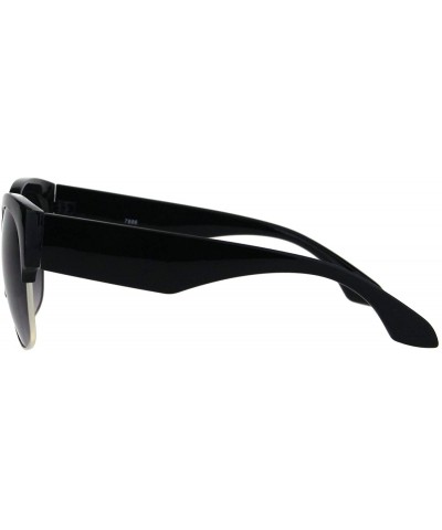 Butterfly Womens Bold Top Rim Sunglasses Designer Style Fashion Shades UV 400 - Black - CI18OCR5KDW $12.15