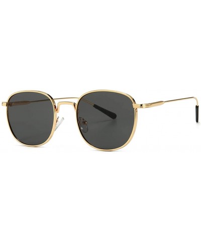 Square Square Sunglasses Women Retro Summer Male Sun Glasses Metal Frame Uv400 Summer - Gold With Black - CQ1973DEUYY $11.00
