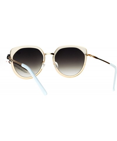 Cat Eye Womens Double Rim Retro Oversize Cat Eye Fashion Sunglasses - Gold Smoke - CP12NW69WHJ $14.67