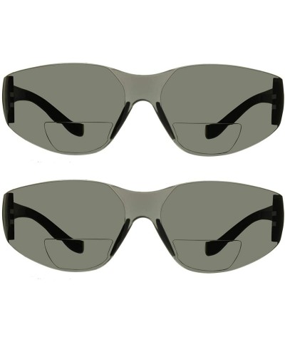 Shield Safety Bifocal Sunglasses ANSI Z87 Lightweight Rimless Sporty Outdoor - 2 Pairs of Smoke - CT180SQ0MCA $22.79
