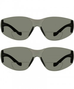 Shield Safety Bifocal Sunglasses ANSI Z87 Lightweight Rimless Sporty Outdoor - 2 Pairs of Smoke - CT180SQ0MCA $22.79