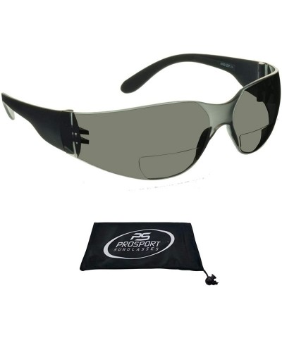 Shield Safety Bifocal Sunglasses ANSI Z87 Lightweight Rimless Sporty Outdoor - 2 Pairs of Smoke - CT180SQ0MCA $22.79