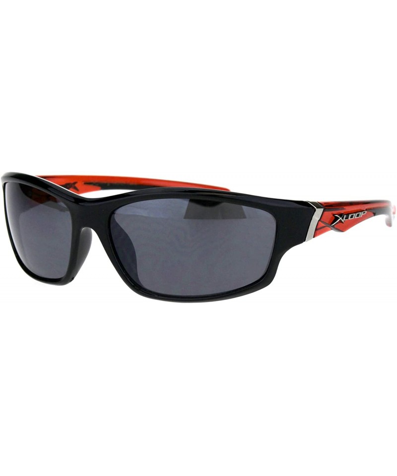 Wrap Mens Xloop Sunglasses Oval Wrap Around Sporty Design Shades UV 400 - Black Orange - C718OOT8592 $13.57