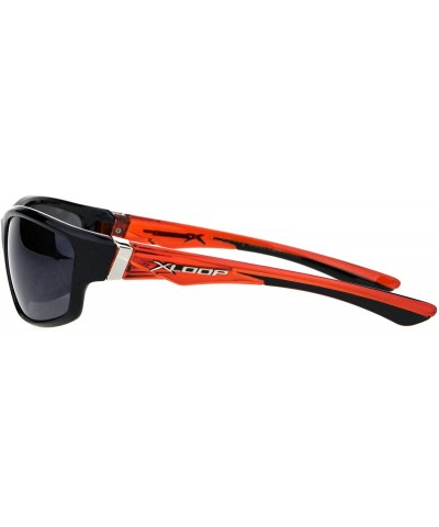 Wrap Mens Xloop Sunglasses Oval Wrap Around Sporty Design Shades UV 400 - Black Orange - C718OOT8592 $13.57