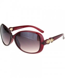 Butterfly Womens Rhinestone Foliage Jewel Designer Butterfly Sunglasses - Burgundy Brown - C018NWQWYGH $26.22