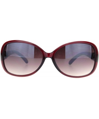 Butterfly Womens Rhinestone Foliage Jewel Designer Butterfly Sunglasses - Burgundy Brown - C018NWQWYGH $10.87